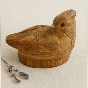 Vintage Hand-Carved Bird Trinket Box 🪺